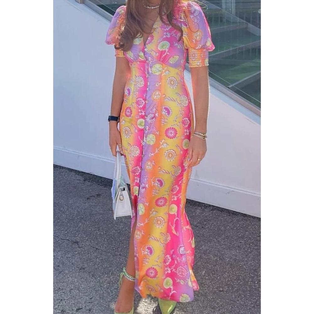 Never Fully Dressed Studio Lindos Dress Curve Multicolor Floral Maxi NWT US 18